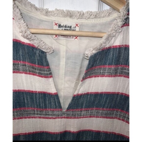 Holding Horses Dress Womens 6 Anthropologie Striped Fringe tiered Western boho - Picture 4 of 11